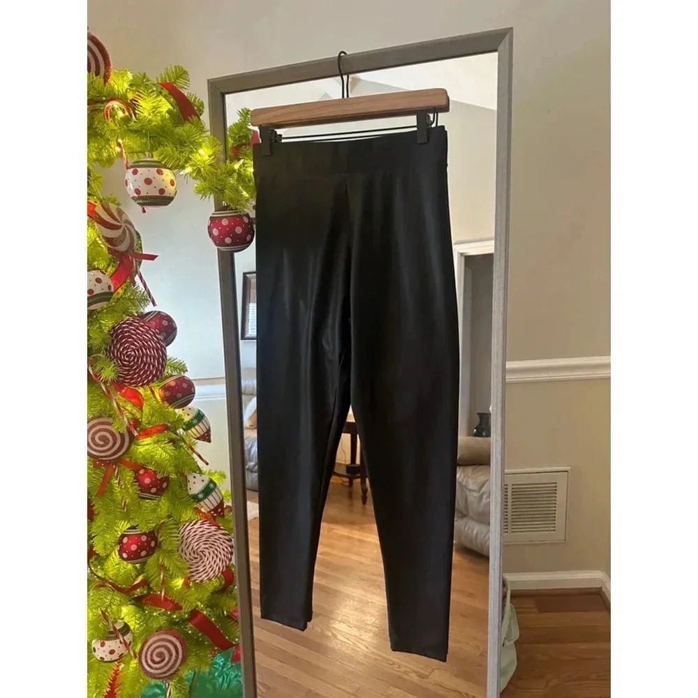 Topshop Black Faux Leather Leggings Size 8